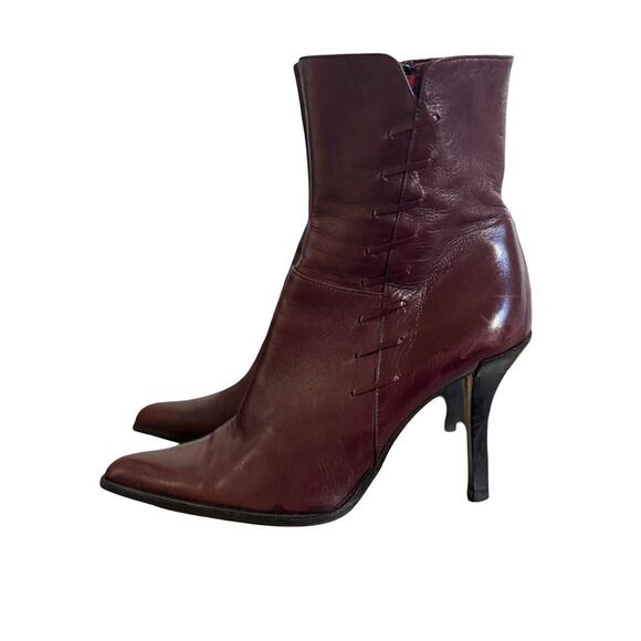 Y2K VTG. AUTHENTIC FABI BURGUNDY ZIPPER BOOTS SZ. 6 1/2 - Picture 5 of 8